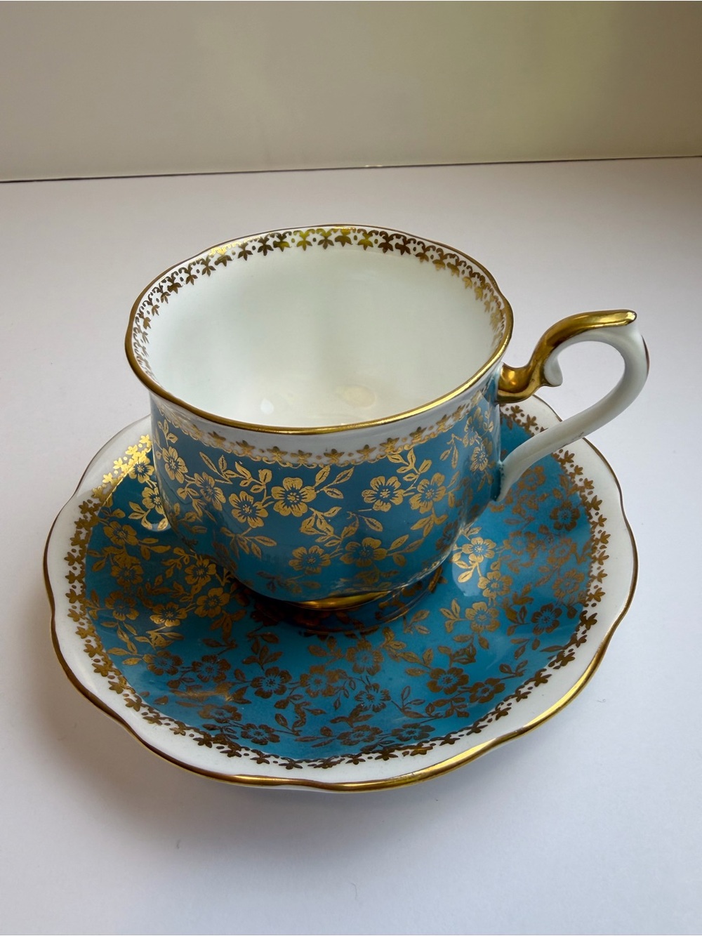 Blue and Gold Floral Royal Albert Teacup & Saucer